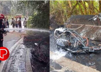 കൂടരഞ്ഞിയിൽ റോഡരികില്‍ നിര്‍ത്തിയിട്ട സ്‌കൂട്ടര്‍ കത്തിനശിച്ചു