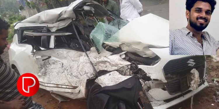 മുക്കം മാങ്ങാപൊയിലിൽ ടൂറിസ്റ്റ് ബസിനു പിന്നില്‍ കാറിടിച്ചു; എരഞ്ഞിമാവ് സ്വദേശിയായ യുവാവിന് ദാരുണാന്ത്യം