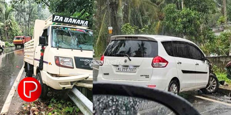 കനത്ത മഴ: കോടഞ്ചേരി – കക്കാടംപൊയിൽ മലയോര ഹൈവേയിൽ അപകട പരമ്പര
