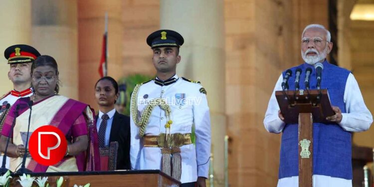 മൂന്നാമതും നായകനായി മോദി; പ്രധാനമന്ത്രിയായി സത്യപ്രതിജ്ഞ ചെയ്ത് അധികാരമേറ്റു