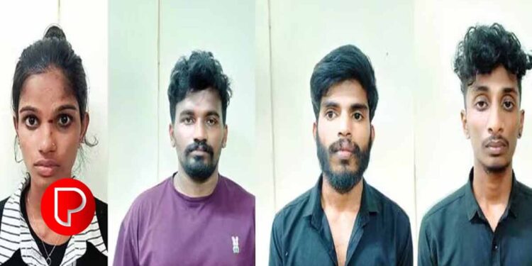 കുന്ദമംഗലത്ത് കാറിൽ കടത്തുകയായിരുന്ന 146 ഗ്രാം എം.ഡി.എം.എ.യുമായി യുവതിയടക്കം നാലുപേർ പിടിയിൽ