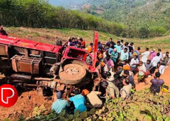 കറുത്തപറമ്പിൽ ചെങ്കല്‍ ക്വാറിയില്‍ ലോറി മറിഞ്ഞ് അപകടം; ഡ്രൈവർക്കും തൊഴിലാളിക്കും പരിക്ക്
