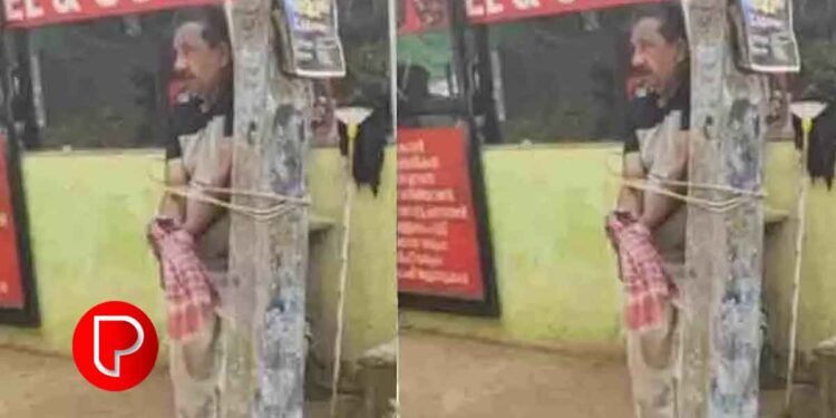 താമരശ്ശേരിയിൽ 70 വയസ്സുകാരനെ വൈദ്യുതി തൂണിൽ കെട്ടിയിട്ട് മർദിച്ചതായി പരാതി