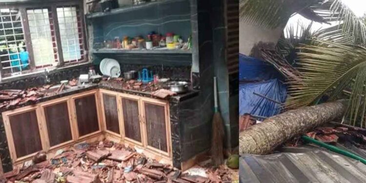 തിരുവമ്പാടിയിൽ ശക്തമായ കാറ്റിൽ വീട് തകർന്നു