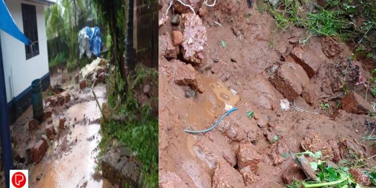 എരഞ്ഞിപ്പറമ്പ് കുടിവെള്ള പദ്ധതിയുടെ വാട്ടർ ടാങ്ക് തകർന്നു.