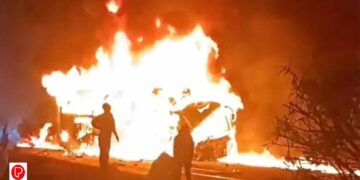 ചിത്രദുർഗയിൽ കണ്ടെയ്നർ ലോറിയും ബസും കൂട്ടിയിടിച്ച് 9 പേർക്ക് ദാരുണാന്ത്യം