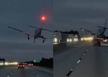 അടിയന്തരമായി ലാൻഡ് ചെയ്ത വിമാനം കാറിന് മുകളിൽ ഇടിച്ച് നിരങ്ങി