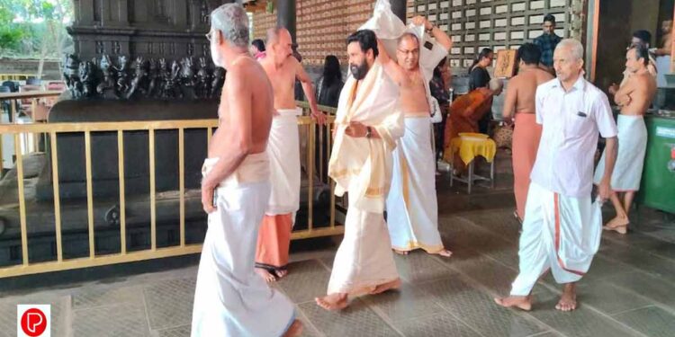 തളിപ്പറമ്പ് രാജരാജേശ്വര ക്ഷേത്രത്തിൽ പൊന്നിൻകുടം സമർപ്പിച്ചു ദിലീപ്