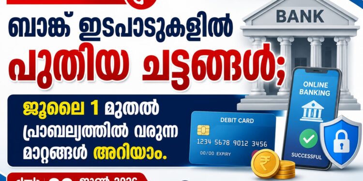 ബാങ്ക് ഇടപാടുകളിൽ പുതിയ ചട്ടങ്ങൾ;ജൂലൈ 1 മുതൽ പ്രാബല്യത്തിൽ വരുന്ന മാറ്റങ്ങൾ അറിയാം