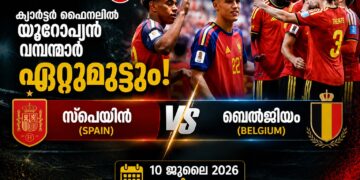 ക്വാർട്ടർ ഫൈനലിൽ യൂറോപ്യൻ വമ്പന്മാർ ഏറ്റുമുട്ടും; സ്‌പെയിൻ–ബെൽജിയം പോരാട്ടം.